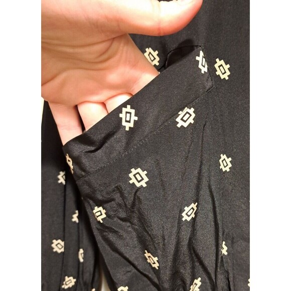 Diane Gilman VTG 100% Silk Black Patterned Zip-Up Jacket Windbreaker size small - Picture 4 of 14